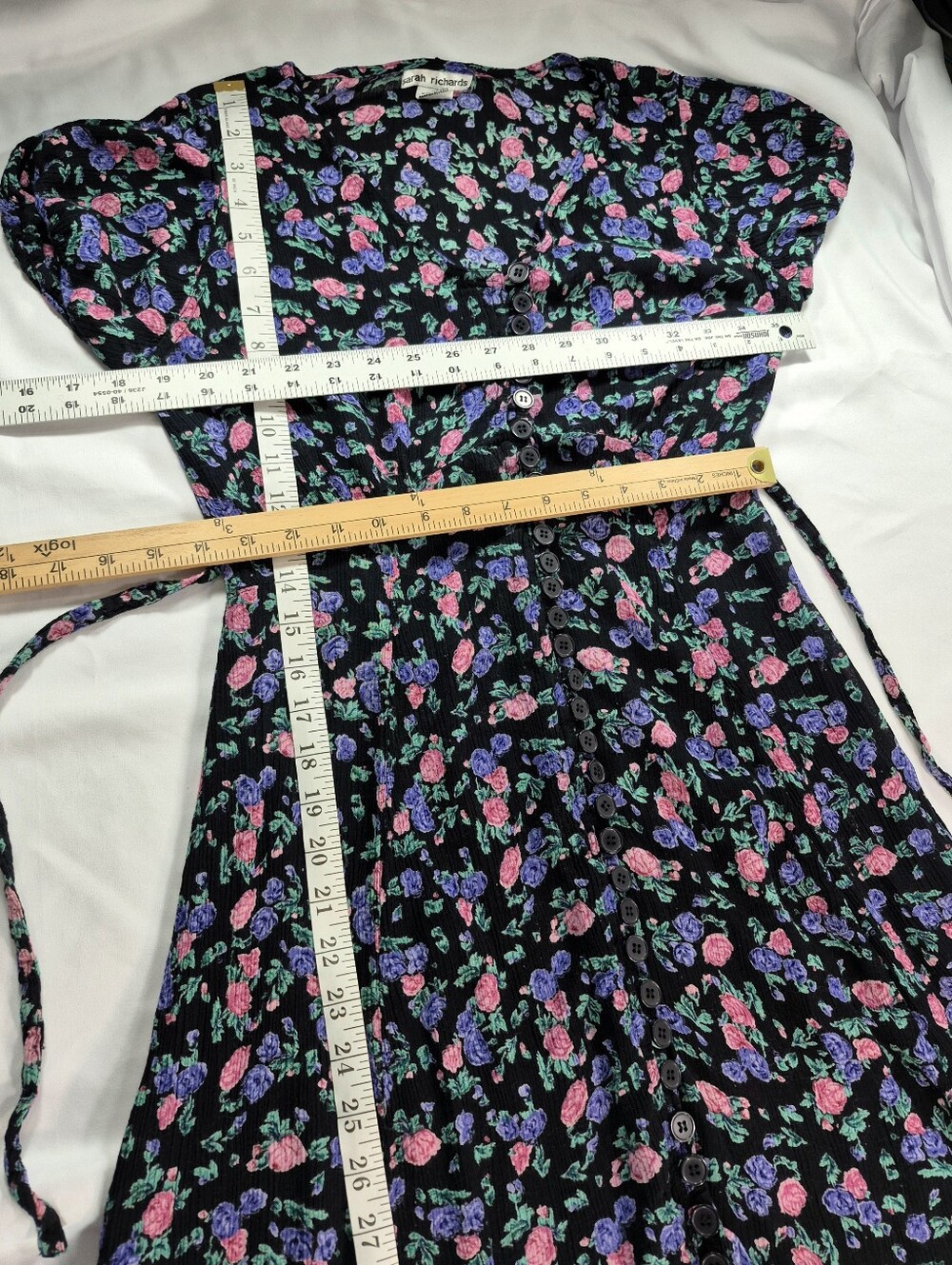 VTG Sarah Richards Floral Button Front Maxi Dress S. Cottagecore Fairycore Rare - Picture 7 of 9